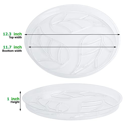 Oakbay 5 Pieces Of 12 Inch Clear Thick Plastic Heavy Duty Plant Saucer Drip Tray For Pots (12") #TOP1