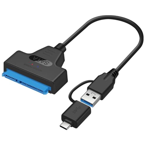 KASTWAVE SATA to USB 3.0 Cable, SATA 22 Pin 2.5" inch Female to USB 3.0 & Type-C Male USB-C USB 3.0, USB 3.0 to SATA III Hard Drive Adapter, for 2.5 3.5 Inch HDD/SSD Hard Drive Disk
