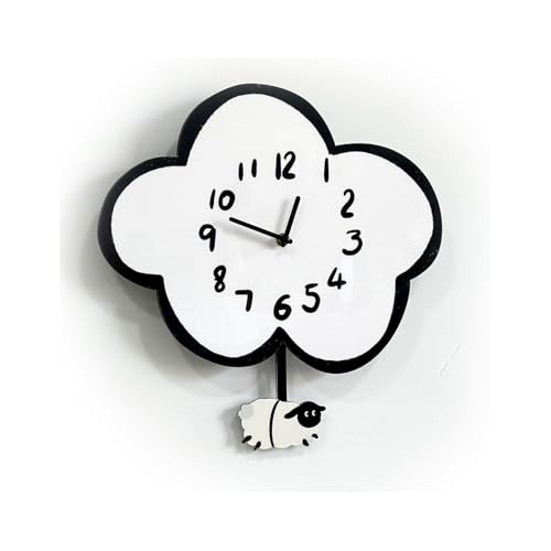掛け時計 時計 揺れる 雲 ヒツジ かわいい 可?い おしゃれ 北欧 連続秒針 静音 壁掛け時計 掛時計 こども キッズ 子供 子ども 子供部屋 自宅 寝室 部屋飾り 贈り物 インテリア (37*38cm(揺れる))
