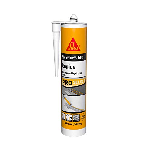 SIKA- Sikaflex 143 Rapide - Colle-mastic à prise rapide avec maintien immédiat très élevé intérieur et extérieur, 290 ml, Blanc