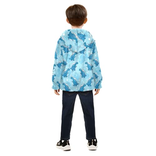 CHIFIGNO Cute Blue Dinosaurs Kids Soft Warm Fleece Outerwear Jackets with Polar Fleece Lining 3T4