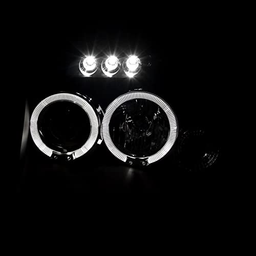 Spec-D Tuning Projector Headlights Black W/Led Halo Compatible With 2001-2004 Nissan Frontier Left + Right Pair Headlamps Assembly #TOP4