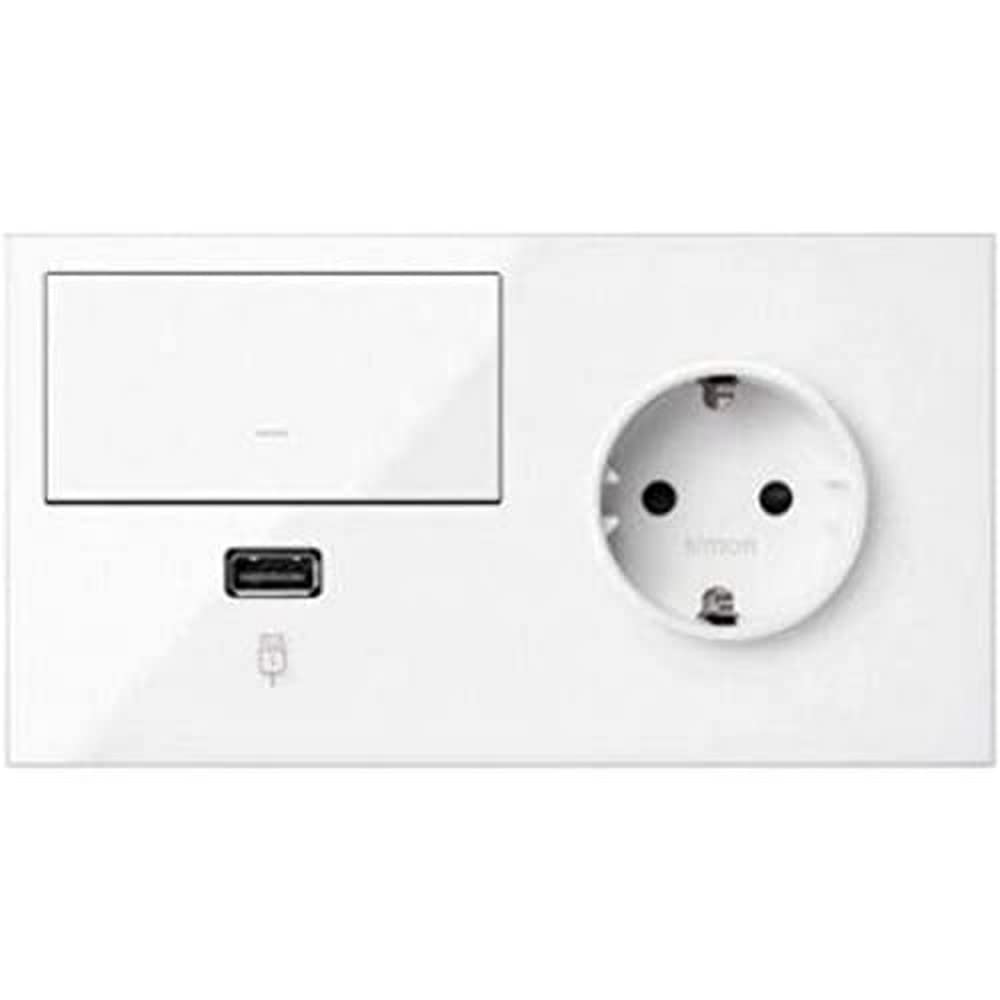 Kit frontal 2 el. base avec chargeur USB et touche droite pour boîtier encastrable