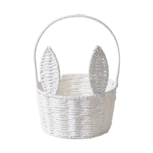 MagiDeal Panier de Fleurs Panier de Lapin de pâques décoration de pâques, Panier de Pique-Nique décoratif Panier de Fille de Fleur pour fête, Jardin, Camping, Blanc