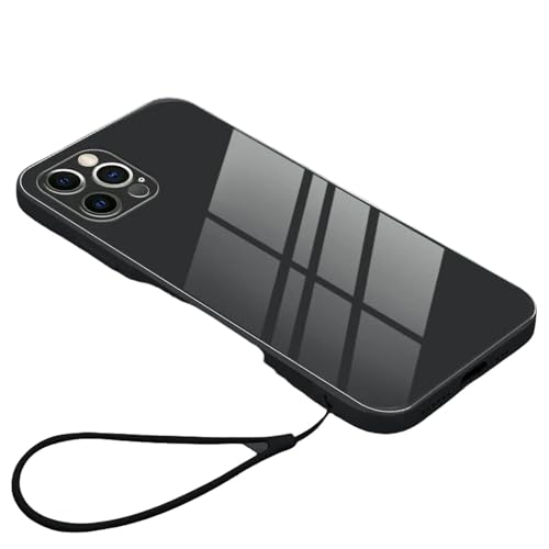 WAPRXONI Cover Cover per iPhone 13 14 15 16 PRO Custodia per Telefono in Vetro A Liquido Quadrato di Lusso Cover per iPhone 13 XS Max XR Se X Plus-Nero-per