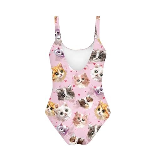 Image of One Piece Bathing Suit for Teen Girls Comfy Crewneck Backless Bathing Suit