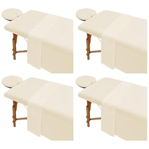 12 Pcs 4 pack Massage Table Sheets Set,Massage Sheets Set Includes 4 Pcs Flat Sheet,4 Pcs Fitted Sheet and 4 Pcs Face Cradle Cover,for Spa Bed Cover Massage Fitted Sheet Beauty Salon Hair Salon(Beige)
