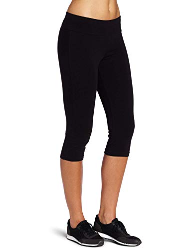 Spalding Women's Essential Capri Legging | Comfortable 4-Way Stretch Athletic Pants | Mid-Waist Black | Large