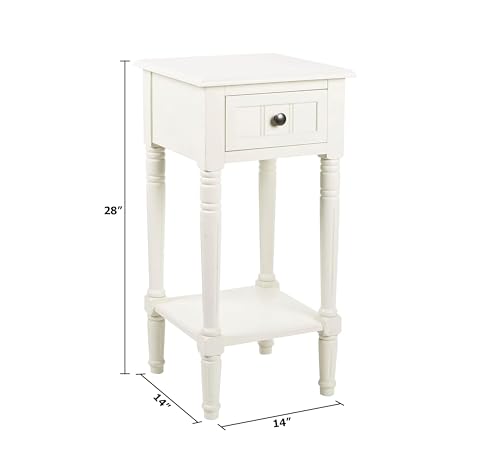 Image of Decor Therapy Accent Table with Storage, Traditional Style, Narrow End Table, Sturdy, Antique White, Wood - (28 inch x 14 inch x 14 inch)