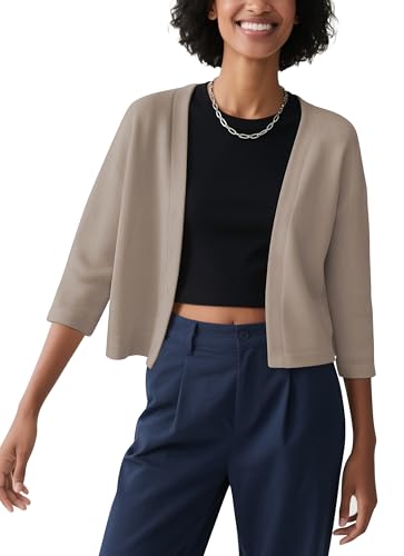 Image of Urban CoCo Women's 3 /4 Sleeve Cropped Cardigan Casual Open Front Cover Up
