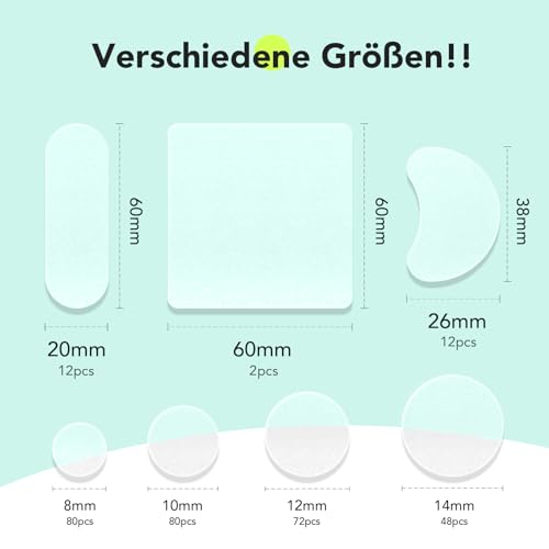 LitBear Große Akne Patches (7 Größen, 306 Patches), Große Pickel Patches, Größe XL für ganzes Gesicht, Stirn, Kinn, Nase, Körper, Rücken, Hals und Brust, Mondförmige, Quadratische Hydrokolloid Patches