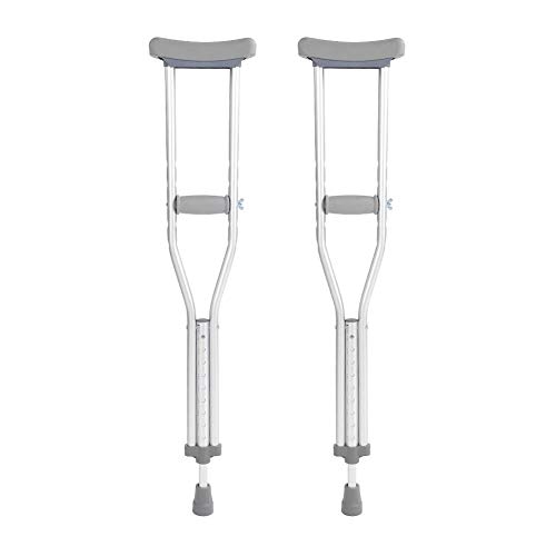 GOTOTOP 1 Pair Lightweight Underarm Crutches, Height Adjustable Aluminum Alloy Adult Crutches, Retractable Anti-Slip Walker with Built-in Metal Ring, Adjustable Range 93.8~113.8cm