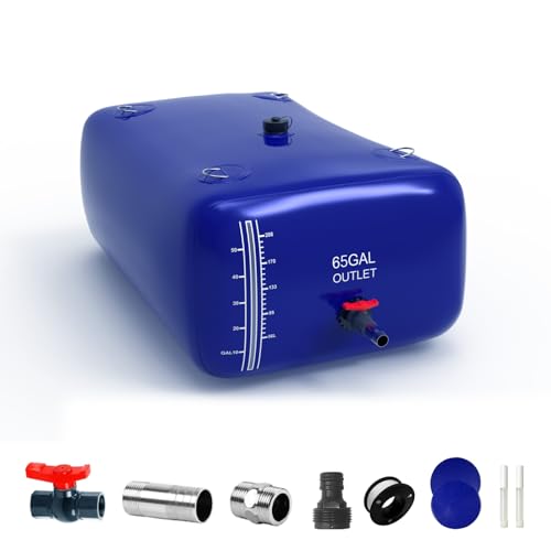 65 Gallon Water Bladder 1000D PVC Foldable Portable Water Tank Blue Large Capacity Water Bag Container for Camping Garden Agricultural Irrigation Drought Resistance Emergency Supply