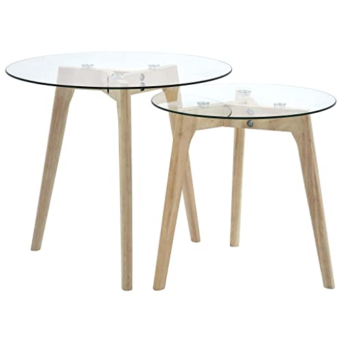 vidaXL Set de Mesas Auxiliares 2 Piezas Plantas Mesita Jardín Aire Libre Exterior Mueble Balcón Salón Restaurante Adornos Café Té Vidrio Templado