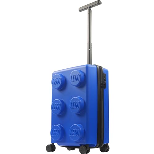 Image of Concept One LEGO 22 Inch Carry On Luggage, Signature Trolley Expandable Hardshell Rolling Suitcase with Spinner Wheels, Blue
