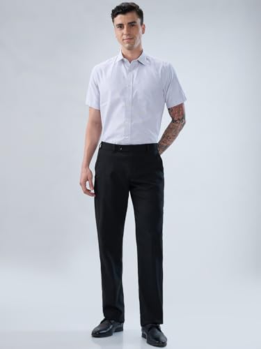 Image of Park Avenue Men Regular Fit Checks Pattern Polyester Blend Semicutaway Collar Half Sleeve Formal Shirt