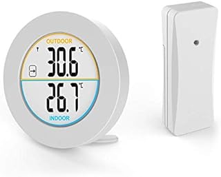 MojiDecor Digital Weather Stations Indoor and Outdoor Sensor , Wireless Thermometer with Outdoor Sensor, Indoor Outdoor Temperature Monitor with LCD Display, MIN / MAX Records,  /  Switch