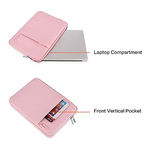 Image of MOSISO Laptop Case 16 inch, 15-15.6 inch Laptop Sleeve Compatible with MacBook Pro 16 M4 M3 M2 M1, HP Acer Dell Lenovo ASUS Notebook, Polyester Vertical Computer Sleeve Bag with Pocket, Pink