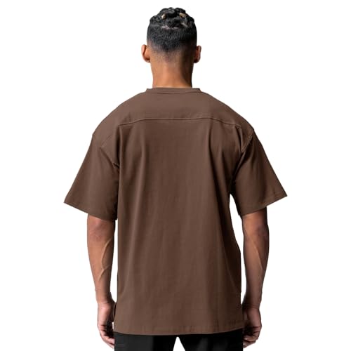 XYKJFIT Men's Cotton Short Sleeve Crew Neck Shirts Athletic Tops Tees Oversized Gym Clothes for Men S-XXL