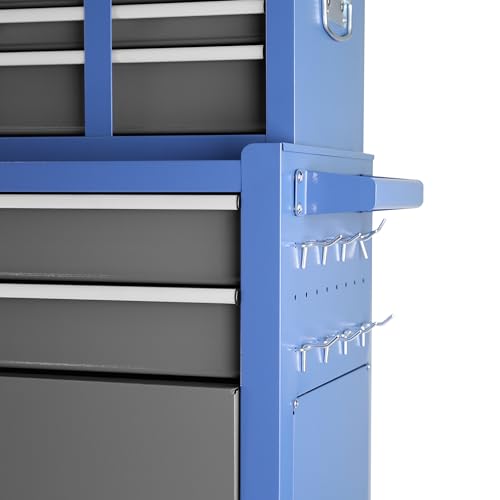 Image of Tool Chest With 8 Drawers, Detachable Rolling Tool Box, Universal Lockable Wheels, Detachable Organizer Tool Box, Mobile Lockable Tool Box for Workshop Mechanics Garage(Blue+Grey)