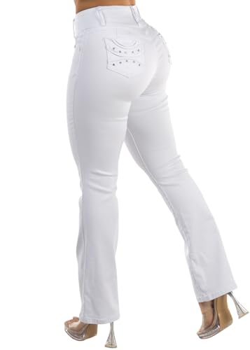 Image of Moda Xpress Women's Butt Lifting High Waisted Bootcut Jeans - Stretchy, Comfortable Flare Jeans in Junior Size Vintage Style