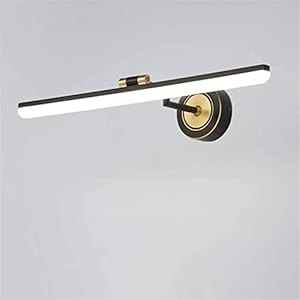 XH&XH Industrielle Wandleuchten, Spiegel Frontleuchte Vintage American Schwarz Gold Runder Sockel Badezimmerbeleuchtung LED Bad Wandschrank Lampe Eitelkeit Make Up Acryl Maskenschirm Vollkupfer Ei