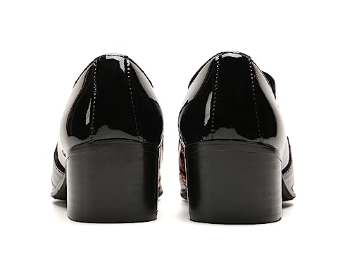 Santimon Men's Loafers Slip On Party Dress Casual Woven Two-Tone Chain Leather Penny Loafers Fashion Shoes for Men4