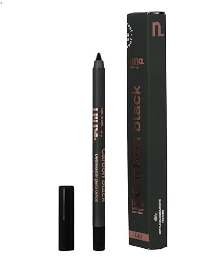 Lápis de Olho Delineador Carbon Black, Lapiseira para Olhos, Resistente à Água, Preto Matte, Vegano - Nina Makeup