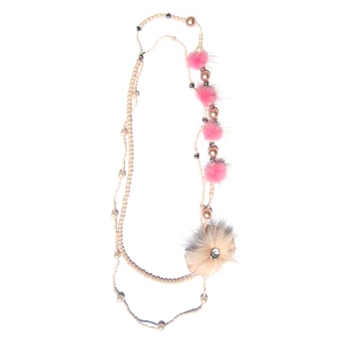 Collier flamingo perles roses aux finitions haute brillance avec strass précieux