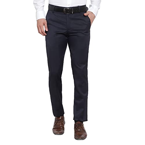 Image of The PS Men's Formal Regular Fit Cotton Blend Black, Dark Grey Combo Trouser (Pack of 2)