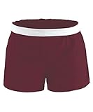 Soffe Girls' Authentic Cheer Short, Maroon, X-Large (1-Pack)