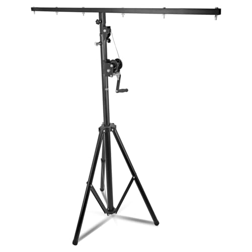 5Core DJ Light Stand Stage Lighting Truss System Hand Crank Up Portable Heavy Duty Height Adjustable 65.5 to 111 Inches T bar Mount for Can Lights Tall Lighting Tripod Floor (1 Pc)