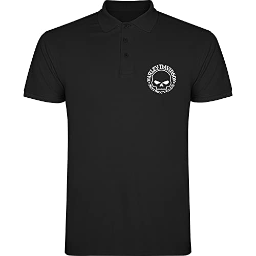 Polo Noir Harley Davidson Logo T-Shirt Homme 100% Coton Tailles S M L XL XXL, Noir , M