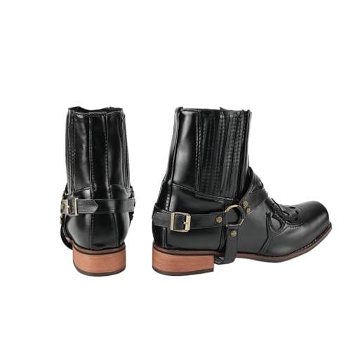 Image of Mens Western Boots with Classic Embroidered PU Leather Slip Resistant Country Boots