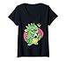 Femme Dinosaure mignon mangeant un rouleau de riz T-Shirt avec Col en V