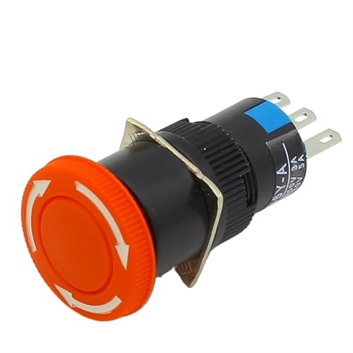 Interruptor de parada de emergencia de 16mm con botón de hongo de 3 pines NO NC para panel técnico