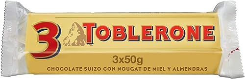 Toblerone Chocolate con Leche Suizo con Nougat de Miel y Almendras, Pack 3 x 50g - 150 g
