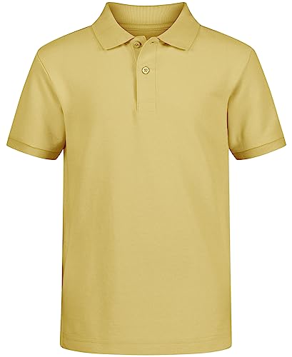 Image of Nautica Boys' School Uniform Short Sleeve Polo Shirt, Button Closure, Comfortable & Soft Pique Fabric