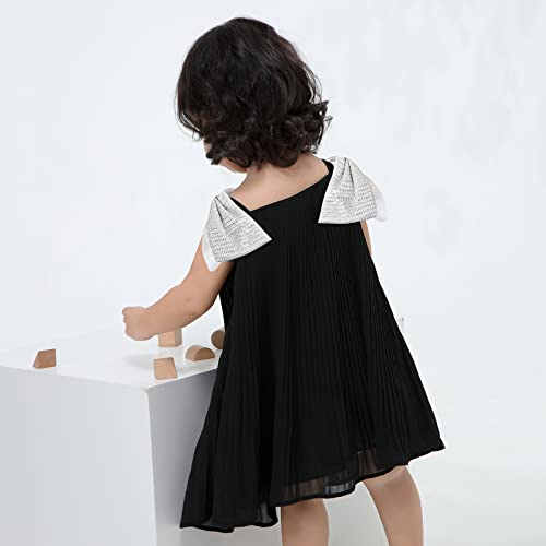 Mitun Semi 12M-9Years Girls Summer Dress Boho Pleated Flowy Chiffon Midi Dress Party Tutu Black Dress #TOP3