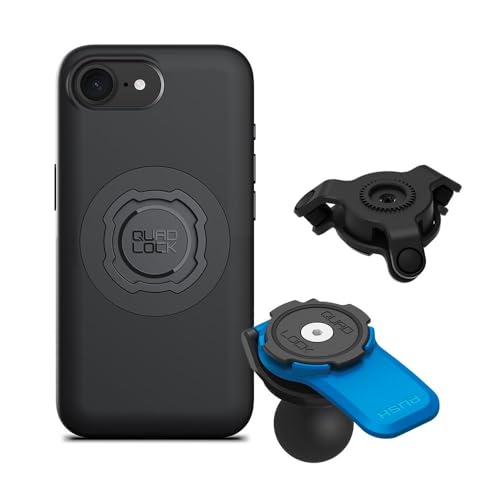 Image of Quad Lock 1 inch Ball Adaptor for Motorcycle Phone Mount with Vibration Dampener and MAG Phone Case for iPhone 17e /16e