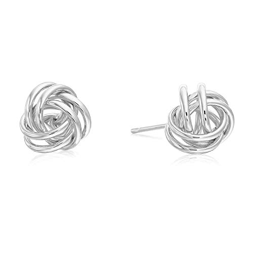 14K Gold Love Knot Stud Earrings, 9mm Diameter, Push-Back