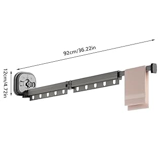 Séchoir à Linge Mural en Aluminium PYTHON 92cm - Extensible et Pliable – Avec 10 Crochets et Emplacements pour Cintres - Ventouses Puissantes - Pour Balcon, Salle de Bain, Buanderie
