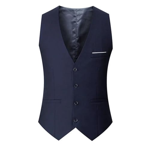 Men's Suit Vest Sleeveless Adjustable Waist Solid Color Business Wedding Vest3