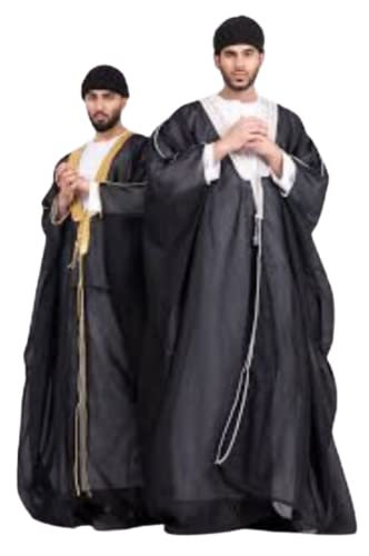 Black Bisht Cloak Arab Dress Thobe Saudi Mens Robe Eid
