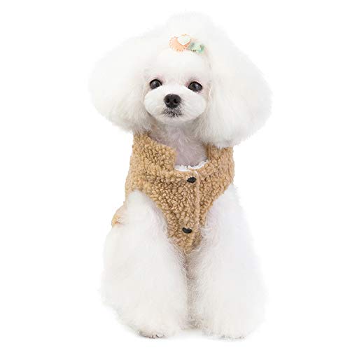SMALLLEE_LUCKY_STORE Pet Soft Sherpa Fleece Jumper Vest Jacket for Small Dogs Cats Sleeveless Winter Coat Cozy Warm Puppy Yorkie Chihuahua Clothes,Light Brown S - Image 4