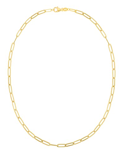 Diamond2Deal 14K Yellow Gold Paperclip Link Chain Bracelet With Pear Shaped Lobster Clasp 7.25" Fine Jewelry Gift For Women #TOP23