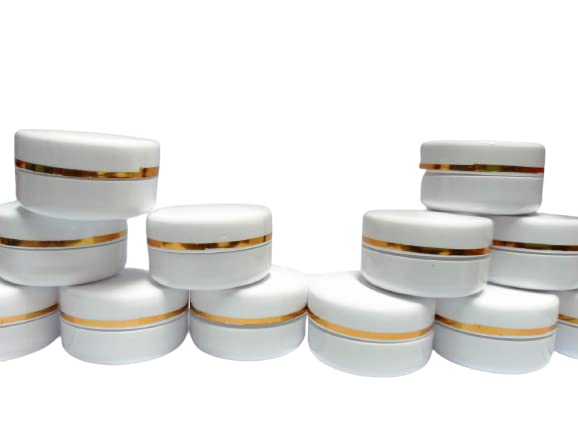 SHREE MAHA 10Gram Cosmetic Sample Containers with Lids, Empty Small Makeup Jars Plastic BPA Free White Color [ Pack of 12 pcs]-picture-47