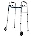 OasisSpace Compact Folding Walker, with Trigger Release and 5 Inches Wheels for The Seniors [Accessories Included] Narrow Lightweight Supports up to 350 lb