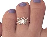 925 Sterling Silver Butterfly Toe Ring/Knuckle Ring - Animal Ring, Small, Adjustable, Dainty...
