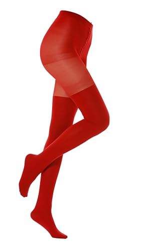 Gi&Gi 1026 Collants fantaisie pour femme, style parisien, vintage, 20-80 deniers, fabriqués en Italie, colorés, rouge, L/XL